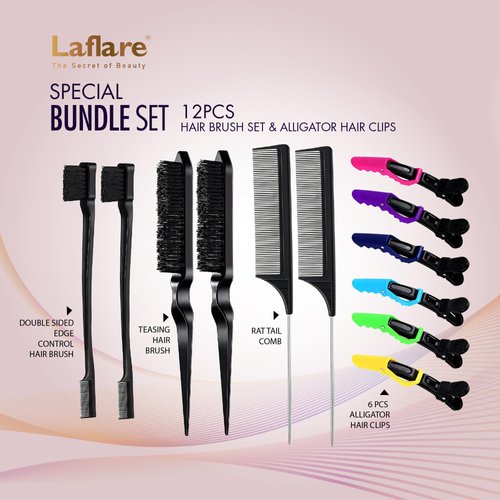 Rat Tail Combs, Hair Clips for Styling and Sectioning, Edge and Teasing Brushes, Parting Combs for Braiding.
