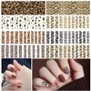 10 Sheets Leopard Print Nail Art Stickers 3D Self-Adhesive Nail Decals Holographic Leopard Line French Animal Nail Sticker for Women Girls DIY Manicure Tips Nail Charms Nail Art Decoration Supplies