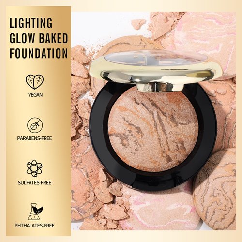 KIMUSE Lighting Glow Baked Foundation, Brighten Color, Color Corrector, Buildable Coverage, Lightweight Powder Foundation, Radiant Natural Finish (Natural Color)