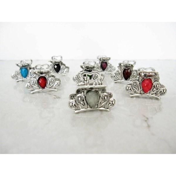 Generic Small mini metal jeweled antique style silver hair claw clip (Primary color: Red), 1 Count (Pack of 1)