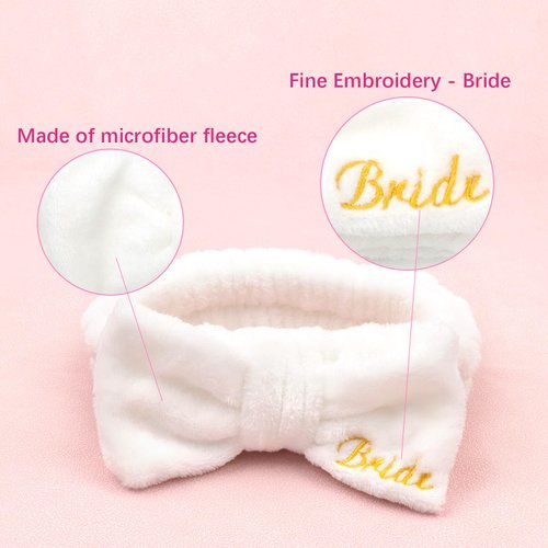 CIEHER 12 Pcs Bachelorette Party Favors - 6 Spa Headbands + 6 Velvet Hair Scrunchies Ties Set, Bachelorette Party Spa Headband for Bride Bridesmaid, Bachelorette Gifts for Bride