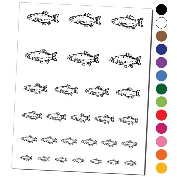 Rainbow Trout Fish with Spots Fishing Temporary Tattoo Water Resistant Fake Body Art Set Collection - Light Pink (One Sheet)