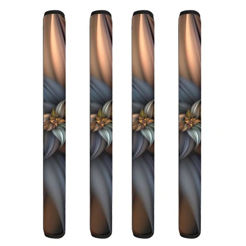 NETILGEN 4 PCS Fashion Brown Flower Refrigerator Door Handle Covers Washable Anti-Skid Protector for Fridge Oven Keep Off Fingerprints Liquid Oil Stain Food Spot