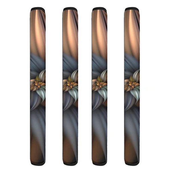 NETILGEN 4 PCS Fashion Brown Flower Refrigerator Door Handle Covers Washable Anti-Skid Protector for Fridge Oven Keep Off Fingerprints Liquid Oil Stain Food Spot