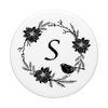 Cell Phone Pop Out Holder,Black and White Floral Letter S PopSockets Grip and Stand for Phones and Tablets