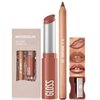 Wugbc 2 Pcs Lipstick and Lip Liner Set Hydrating Lip Tint Non-Sticky Lightweight Lip Balm Plumping Lip Kit for Women Matte Lip Pencil Long Lasting Gradient Glossy Lip Combo with Sharpener, 05