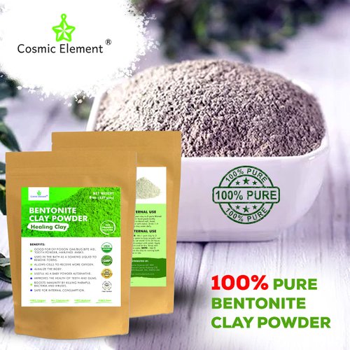 Cosmic Element Calcium Bentonite Clay Powder, Vegan Bentonite Clay, Healing Clay for Face Mask Skin Care Detox, Clay Mask for Blackheads and Pores, 8 ounce