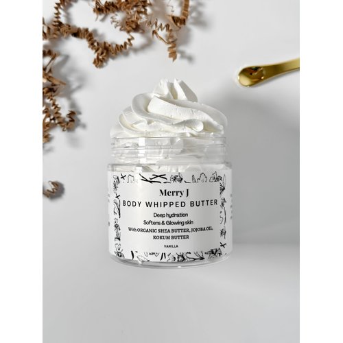 MerryJskin Body Whipped Butter Cream Vanilla Scented 6 oz.,Hydrating Formula, Soften & Prevent Scars, Stretch Mark Cream Gift for her, Gift for him, great gift for holiday, best birthday gift