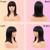 HOTJAR Short Bob Human Hair Wigs with Bangs None Lace Front Wigs Brazilian Straight Hair Machine Made Bob Wig for Black Women Natural Color (019# 12 Inch NT#)