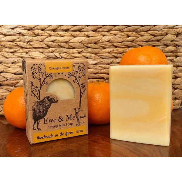 Ewe & Me Orange Cream Sheep Milk Soap Bar - 4oz - All Natural, Handcrafted, Cold Process, No Chemicals, No Artificial Fragrances, Aromatherapy, Cleansing