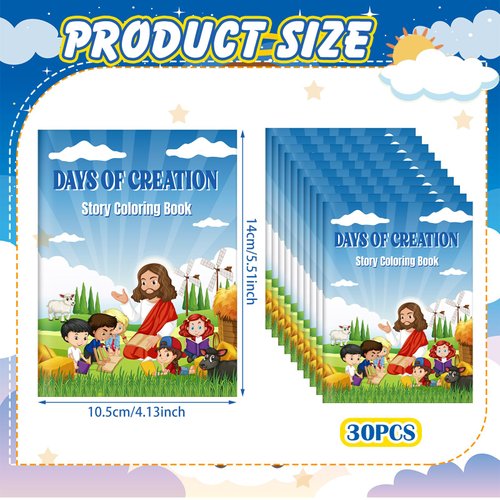 Dunzoom 30 Pcs Christmas Bible Coloring Books Religious Coloring Books Bulk the Story of Creation Religious Art for Boys Girls Goodie Bag Gift Filler Party Supplies