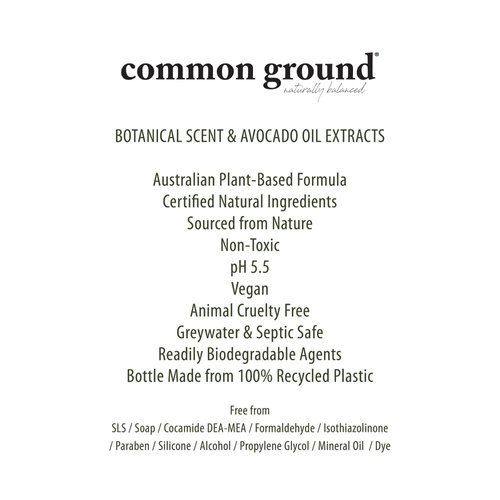 COMMON GROUND All Natural Face Cleanser Wash, Paraben & Cruelty Free, Normal, Oily, Dry, Sensitive, Organic, Vegan, Plant-Based, pH 5.5, Avocado Oil, Men, Women, 8.4 Fl Oz