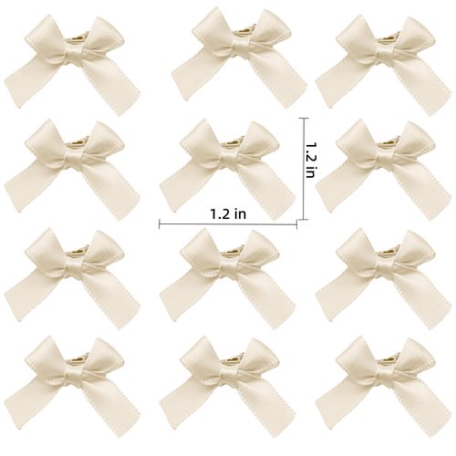 Bordedor Kids Mini Stain Bows Beige 12Pcs, Bowknot Hair Ribbon Clips Alligator, Hair Barrettes Clips for Baby Girls Infants and Toddlers