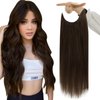 Wire Hair Extensions, 16 Inch 80g Fish Line Hair Extensions Clip in Hair Extensions Dark Brown, Fshine Remy Hair Extensions Real Human Hair Straight Hair Invisible Line