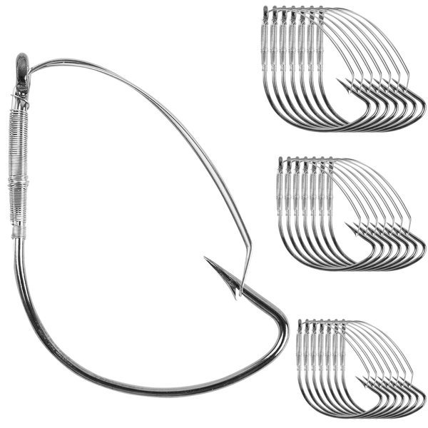 Wacky Rig Hooks Weedless Hooks, 25/50pcs Wacky Worm Fishing Hooks with Weed Guard Wide Gap Bass Hooks Stainless Steel Fishing Hooks Worm Hooks for Soft Stick Worm Baits Bass Fishing