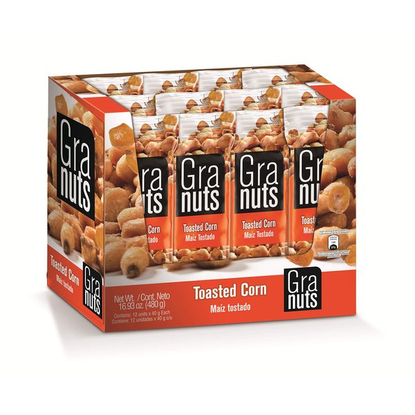 Granuts Toasted Corn | Mouth-Watering Crunchy Corn | Baked to Perfection | On-the-Go Snack | 1.41 Oz (12 Inner Packs)