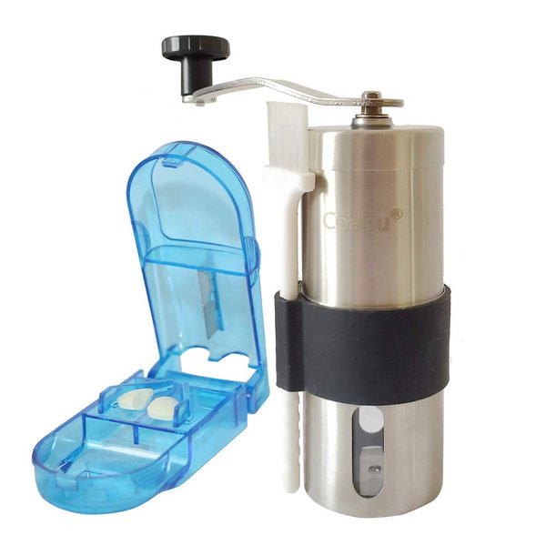 CoaGu 2-Pack Pill Crusher: Grind Aspirins and Vitamins to a Fine Powder with Adjustable Fitting and Cutter