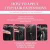 GOO GOO I Tip Hair Extensions Real Human Hair, 24inch 50g 50S, Cold Fusion I Tip Hair Extensions, Invisible Remy Hair Extensions, #1 Jet black