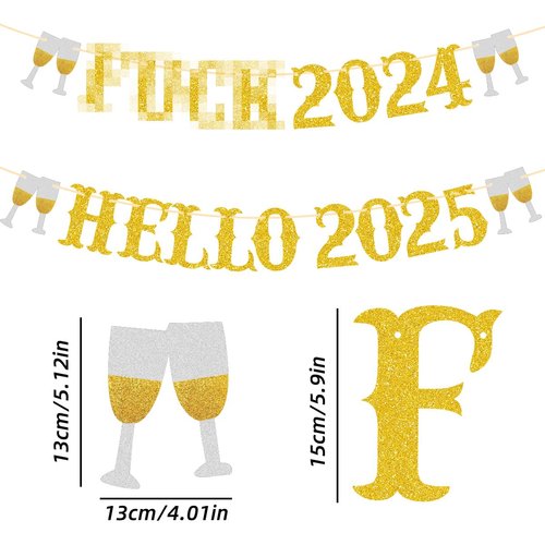 Hello 2025, Happy New Year Banner, New Years Eve Party Supplies 2025 | Happy New Year Party Decorations | NYE Party Decorations | Happy New Year Sign