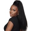 Kinky Straight Ponytail Extensions Human Hair Wrap Drawstring Adjustable Clip In Pony Tail Yaki Curl Natural Black (24")