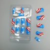 4th of July Press on Nails Short Square Fake Nails Red Blue Strips Independence Day False Nails Stick on Nails American Flag Coffin Glue on Nails for Women Patriotic Acrylic Nails Decoration 24Pcs