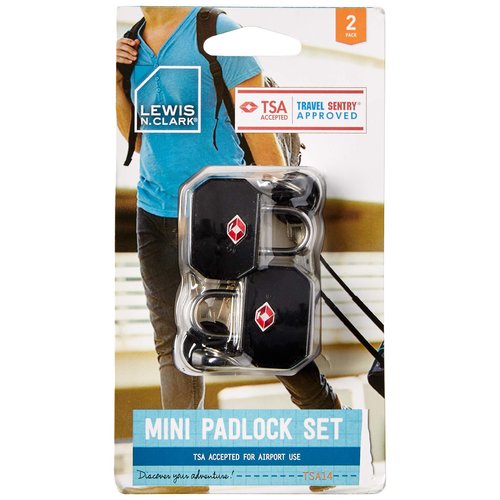 Lewis N. Clark Travel Sentry TSA Lock + Mini Padlock for Luggage Suitcase, Carry On, BackPack, Laptop Bag or Purse - Perfect for Airport, Hotel, And Gym (Includes 4 keys) - 2-Pack, Black