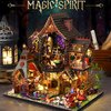 MUSEGDN DIY Miniature House Kit with LED Lights, Wizard Dollhouse, 3D Wooden Doll House Building Kit for Adults and Teens,Wooden Crafts Mini Model Magic Kits and Home Decor (Magic Spirit)