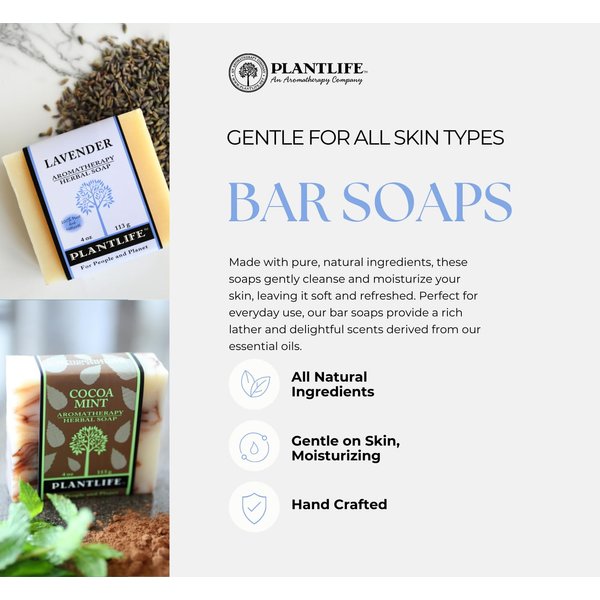 Plantlife Rosemary Tea Tree Bar Soap - Moisturizing and Soothing Soap for Your Skin - Hand Crafted Using Plant-Based Ingredients - Made in California 4oz Bar