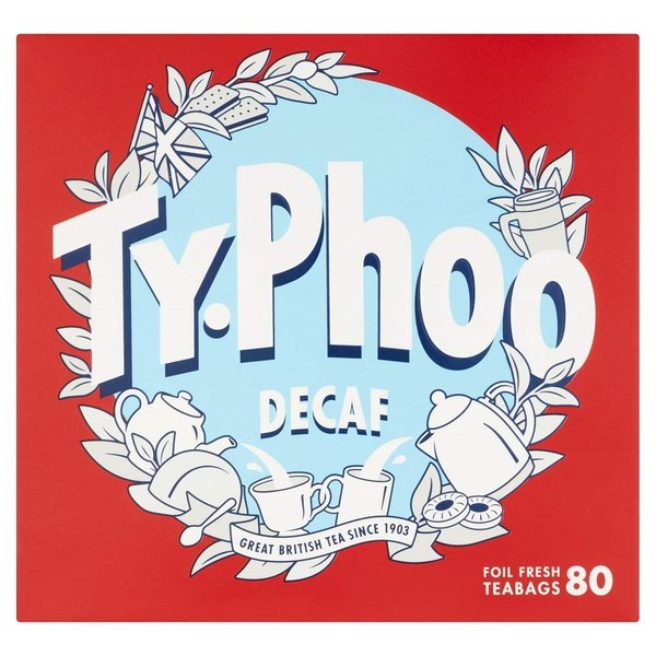 Typhoo British Tea, Decaf, Foil fresh teabags, 80 Count 160g