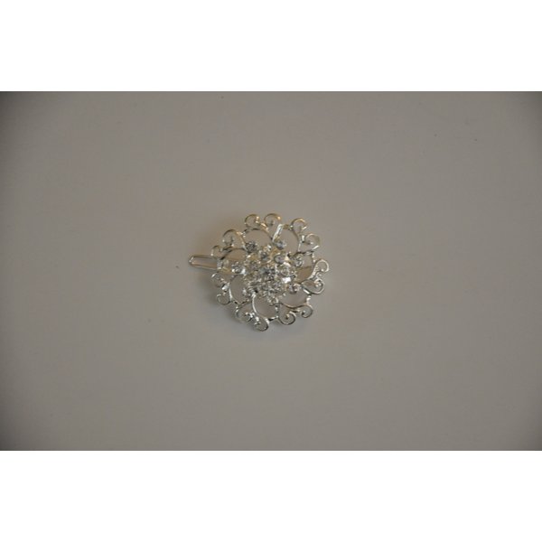 Silver and Rhinestone Karina French Couture Barrette - Great Hair Accessory