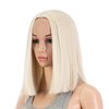 SWACC 12 Inch Short Length Straight Middle Part Hair Wig Synthetic Heat Resistant Wigs for Women with Wig Cap (Platinum Blonde)