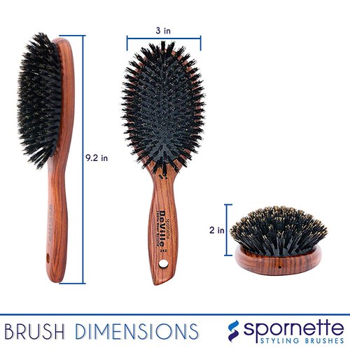 Spornette DeVille Boar Bristle Hair Brush Set - Professional Brushes Include Oval Paddle Brush #342, Paddle Brush #344, and Sculpting Brush #343 - For Women, Men, & Kids of All Hair Lengths & Types