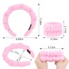 WHAVEL Spa Headband and Wristband Set, Puffy Headband for Washing Face Terry Cloth Face Wash Headband Skincare Wrist Bands Women Girls (Pink)