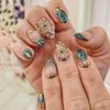 Short Almond Press on Nails Star Fake Nails French Tip False Nails with Designs Glue on Nails Artificial Acrylic Nails for Women Manicure Art 24 Pcs