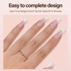 Vansiho French Tip Press on Nails, 150Pcs Long Square Pink Gel Nail Tips, French Square 3 in 1 Pre-French Gel Tips, Fake Nails for Nail Art DIY 15 Sizes