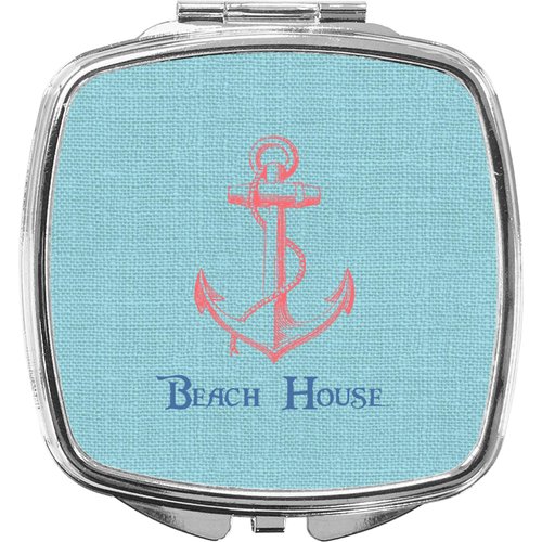 Personalized Chic Beach House Compact Makeup Mirror