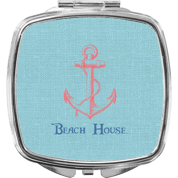 Personalized Chic Beach House Compact Makeup Mirror