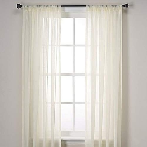 Sapphire Home Ivory Sheer Curtains - 2 Panels Set, 54" x 95", Transparent, Light Filtering Privacy Voile Drapes, Sheer Window Curtains for Living Room, Bedroom, Kitchen, Dining Room - Ivory