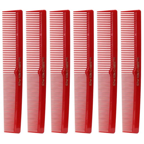 Allegro Combs 420 Cutting Combs Hair Stylist Barbers Combs Beard Comb Mustache Mens Women Toddler Boys Braiding Hair Parting USA 6 Piece (Red)