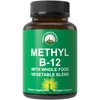 Methyl B12 Vitamin + Whole Food Blend of 25 Vegetables and Fruits for Max Absorption. Vegan Vitamin B12 Methylcobalamin - Methyl B-12 Supplement for Energy, Focus and Relief. 30 Day Supply Capsules