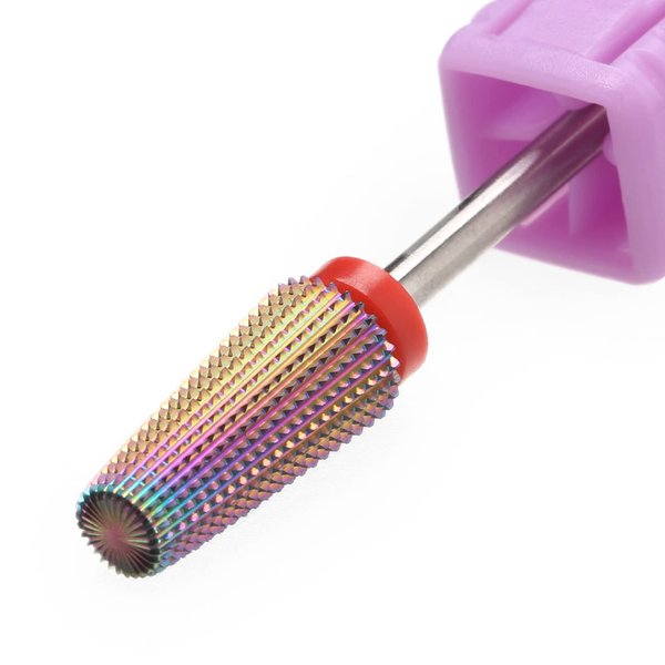 ERUIKA 5 in 1 Nail Drill Bits,Multi-Function Straight Cut for Both Left and Right Handed,Carbide Tungsten Steel bits for Acrylic Nail Gel Fast Remove (F, Rainbow)