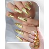 Gold Metallic Gel Glue Polish,18ml Metal Mirror Chrome Gel Polish,Holographic Gold Reflective Long Lasting Shine Effect Nail Lacquer,Soak Off Bright Glod Color Nail Art Home DIY Manicure for Women-01