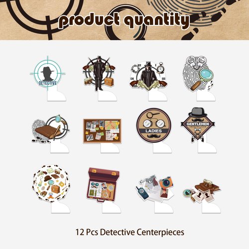 12 PCS Detective Honeycomb Centerpieces for Table Decor, Mystery Detective Table Decorations Table Toppers for Men Women Detective Party Decorations Detective Birthday Party Supplies