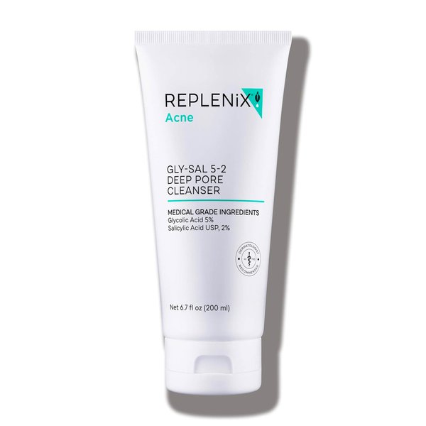Replenix Gly-Sal 5-2 Deep Pore Facial Cleanser, Medical-Grade 5% Glycolic & 2% Salicylic Acid Oil-Free Face Wash for Acne-Prone Skin (6.7 fl. oz)