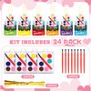 Noveread 24 Pack Valentines Day Gifts Include 24 Pcs Valentines Cards with 24 Pcs Watercolor Paint Bulk 24 Pcs Valentines Gold Foil Rope Mini Watercolor Paint Set for Party Classroom (Fresh Style)