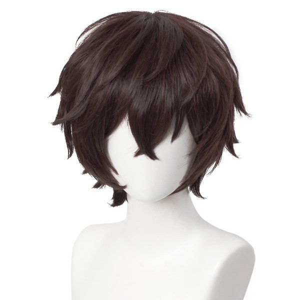 Aicos Anime Cosplay Wig Brown Hair Wig for Man, Brown Layer Wig for Cosplay Show + Wig Cap