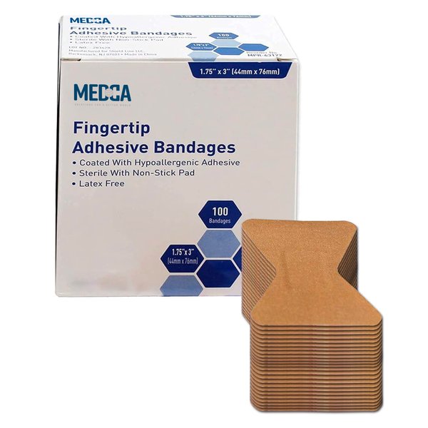 Flexible Fabric Finger Bandages - 100 Count Box of Flex Fabric Adhesive Bandages Finger-Tip Bandages for Finger Care and to Protect Wounds
