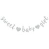 BEISHIDA Silver Sweet Baby Girl Glitter Banner,NO DIY, Pre-Strung Baby Shower Gender Party Banner for Girl, Girl Baby Shower Decoration,Girl Baby Shower Sign,First Birthday Party Supplies