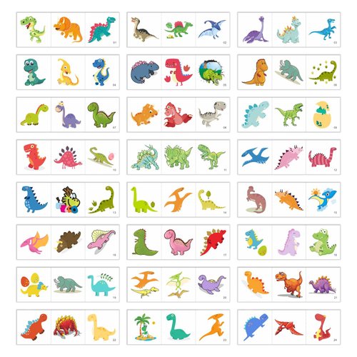 Womaha Dinosaur Series 24 Sheets Tiny Temporary Tattoos for Kids Easy to Tear Thread Tattoo Stickers