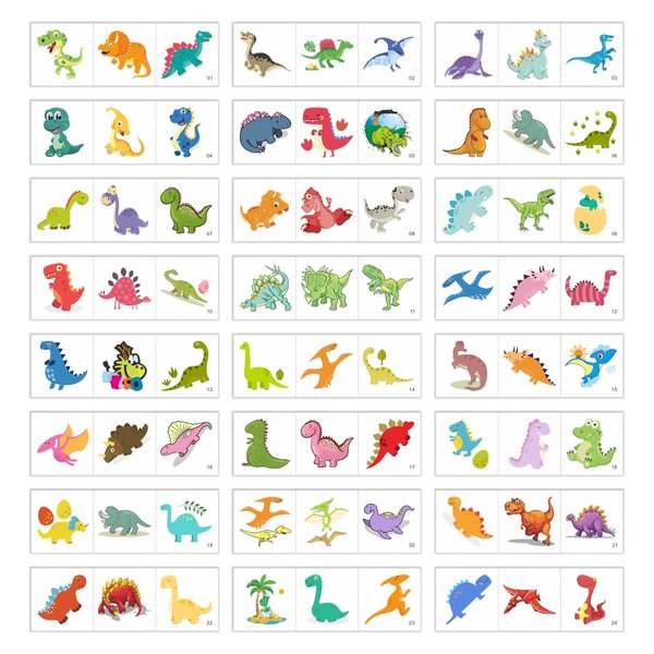 Womaha Dinosaur Series 24 Sheets Tiny Temporary Tattoos for Kids Easy to Tear Thread Tattoo Stickers